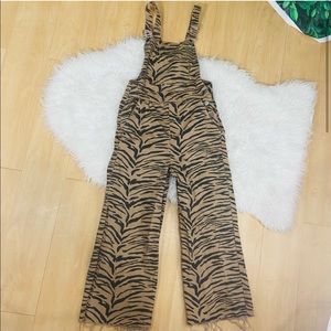 Top shop animal print wide leg overalls